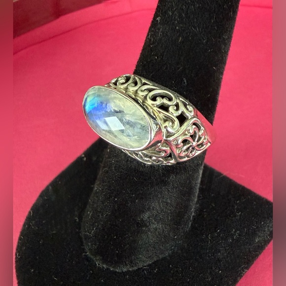 Nicky Butler Filagree .925 Sterling Silver - Flashy Moonstone Ring _ Size 8 - Picture 2 of 6